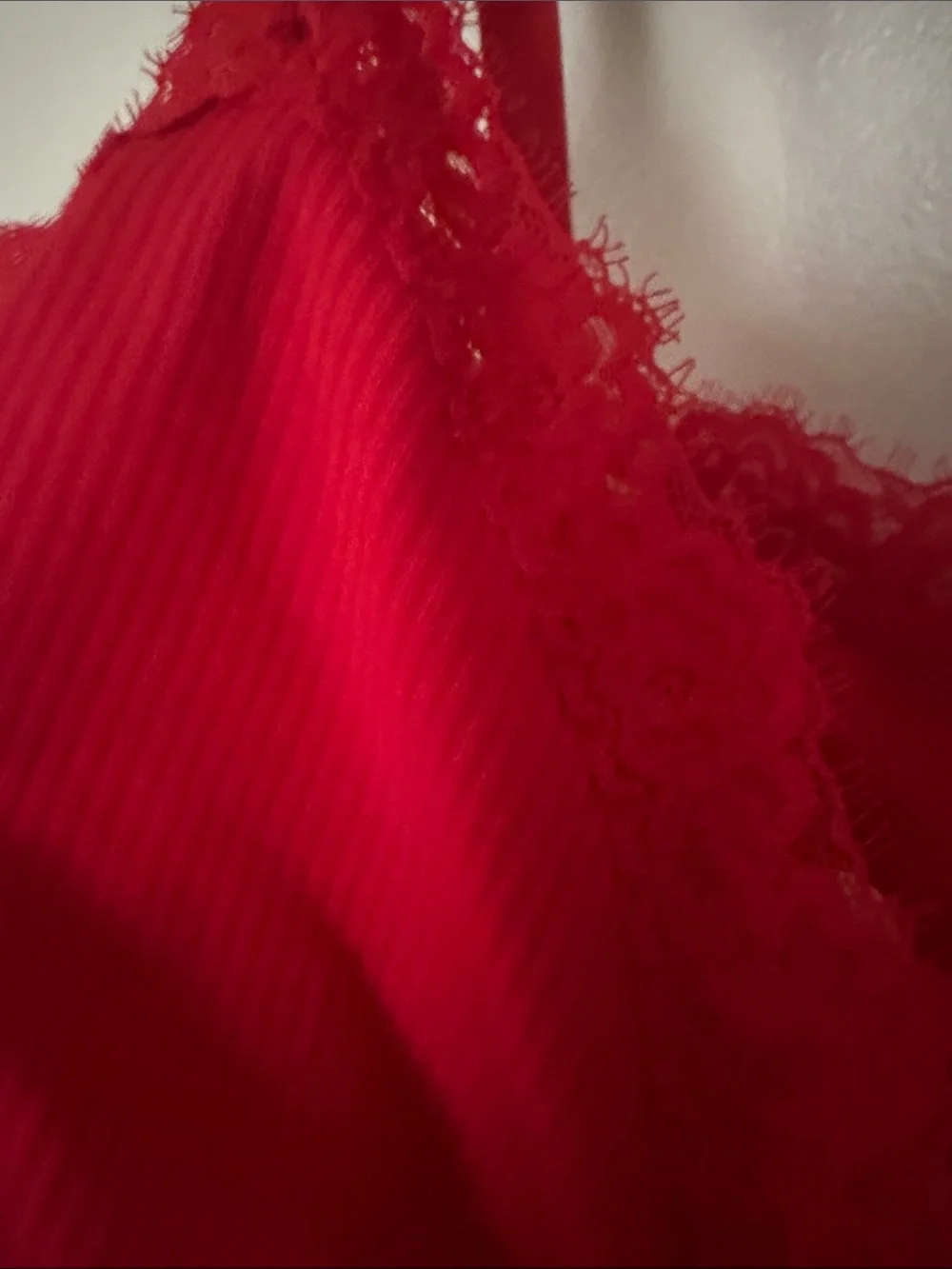 aerie Red Lace Bralette with Scalloped Hem
